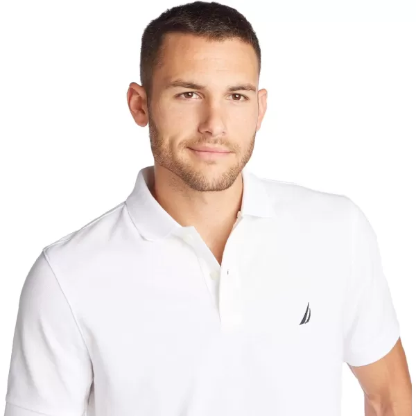 Nautica Mens Classic Short Sleeve Solid Performance Deck Polo ShirtWhite Basic Polo