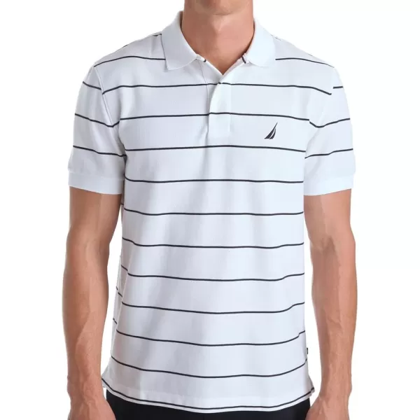 Nautica Mens Classic Short Sleeve Striped Polo TShirtBright White