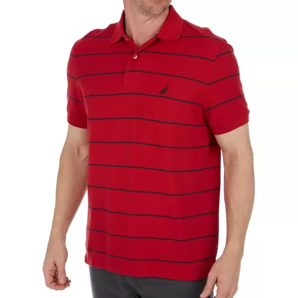 Nautica Mens Classic Short Sleeve Striped Polo TShirtBright White