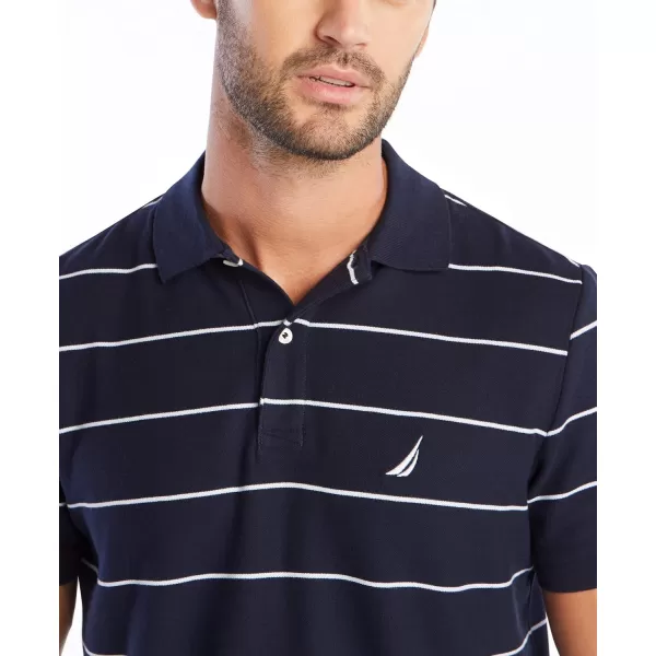 Nautica Mens Classic Short Sleeve Striped Polo TShirtNavy