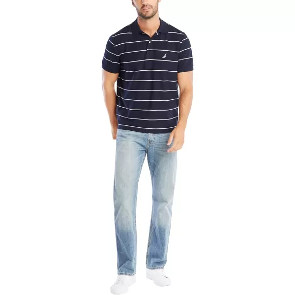 Nautica Mens Classic Short Sleeve Striped Polo TShirtNavy