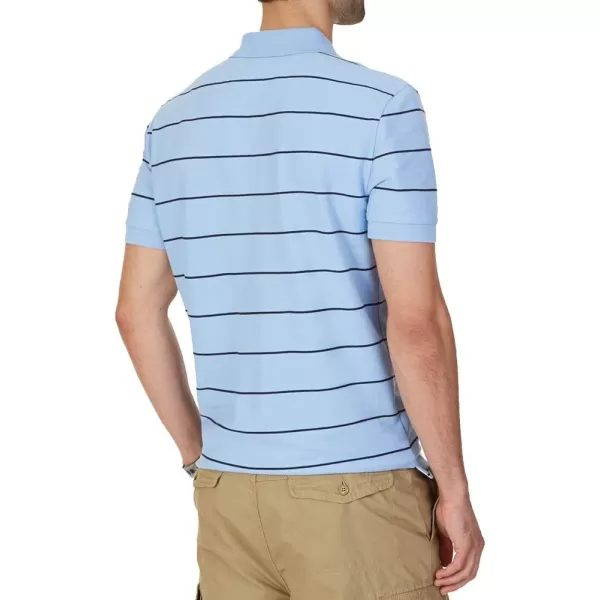 Nautica Mens Classic Short Sleeve Striped Polo TShirtNoon Blue