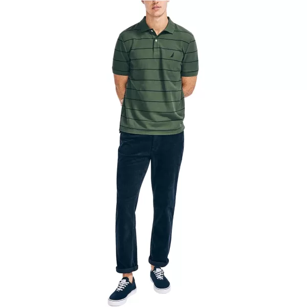 Nautica Mens Classic Short Sleeve Striped Polo TShirtPine Forest