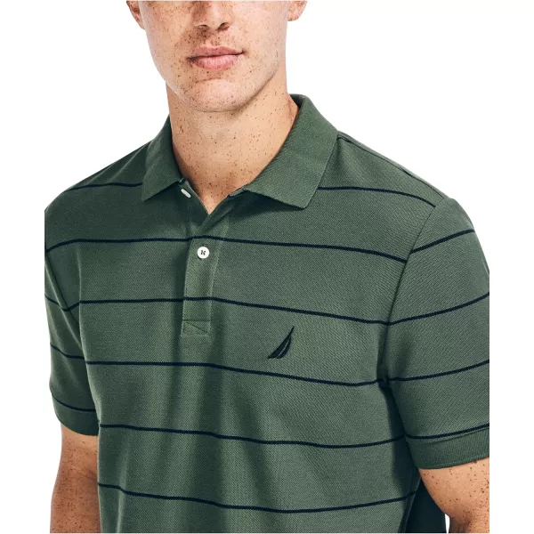 Nautica Mens Classic Short Sleeve Striped Polo TShirtPine Forest