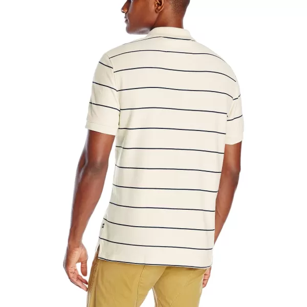 Nautica Mens Classic Short Sleeve Striped Polo TShirtSail Cream