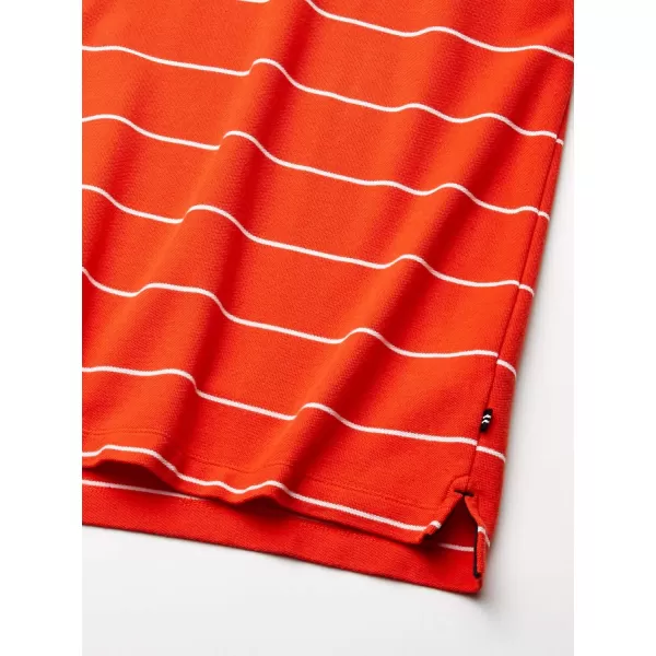 Nautica Mens Classic Short Sleeve Striped Polo TShirtSpicy Orange
