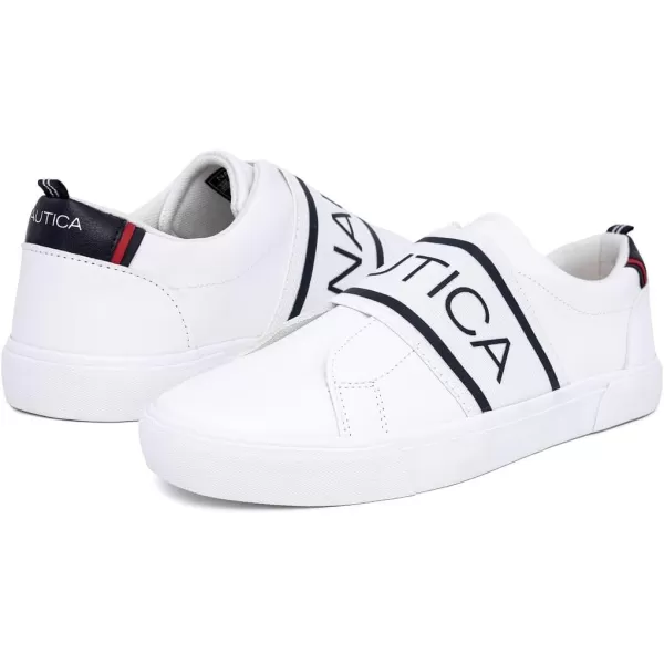 Nautica Mens Classic SlipOn Casual ShoeLow Top Loafer Fashion SneakerWhitegraves Elastic