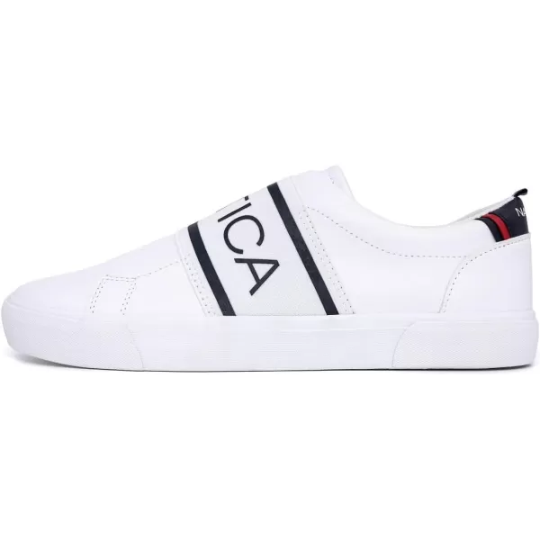 Nautica Mens Classic SlipOn Casual ShoeLow Top Loafer Fashion SneakerWhitegraves Elastic