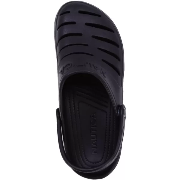 Nautica Mens Clogs  Athletic Sports Sandal  SlipOn with Adjustable Back Strap  Water ShoesFuzzy Slippers River EdgeBlack River Edge