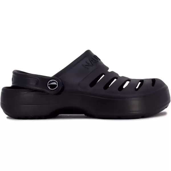 Nautica Mens Clogs  Athletic Sports Sandal  SlipOn with Adjustable Back Strap  Water ShoesFuzzy Slippers River EdgeBlack River Edge