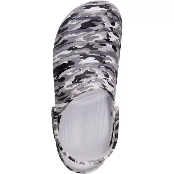 Nautica Mens Clogs  Athletic Sports Sandal  SlipOn with Adjustable Back Strap  Water ShoesFuzzy Slippers River EdgeBlack White Camo