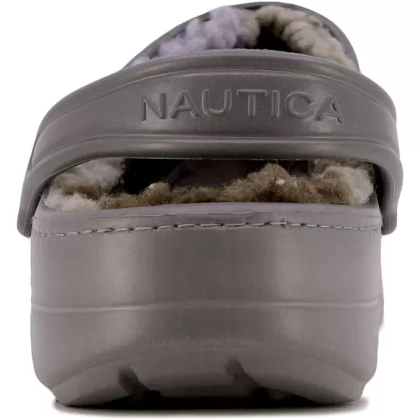 Nautica Mens Clogs  Athletic Sports Sandal  SlipOn with Adjustable Back Strap  Water ShoesFuzzy Slippers River EdgeGrey Camo River Coast Cozy