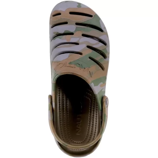 Nautica Mens Clogs  Athletic Sports Sandal  SlipOn with Adjustable Back Strap  Water ShoesFuzzy Slippers River EdgeOlive Camo River Edge