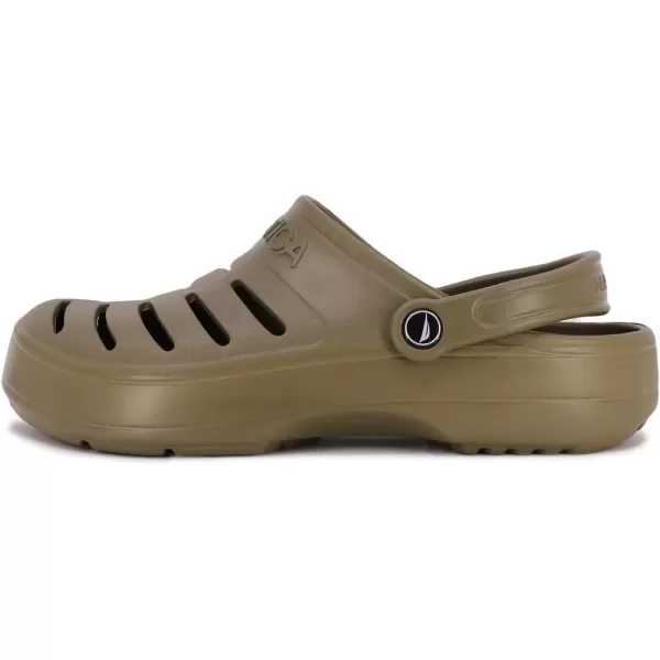 Nautica Mens Clogs  Athletic Sports Sandal  SlipOn with Adjustable Back Strap  Water ShoesFuzzy Slippers River EdgeOlive River Edge