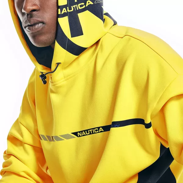 Nautica Mens Competition Sustainably Crafted Logo Drawcord Pullover HoodieBlazing Yellow