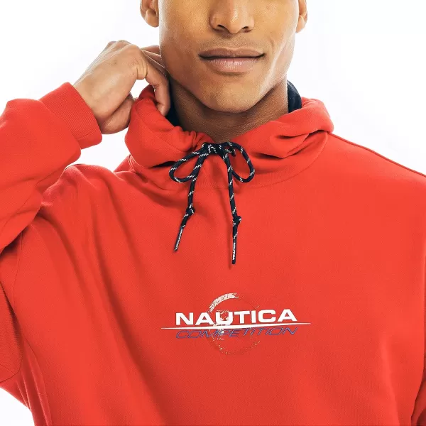 Nautica Mens Competition Sustainably Crafted Logo Pullover HoodieBright Red