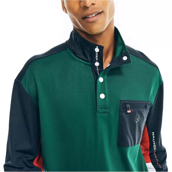 Nautica Mens Competition Sustainably Crafted MockNeck PulloverTidal Green