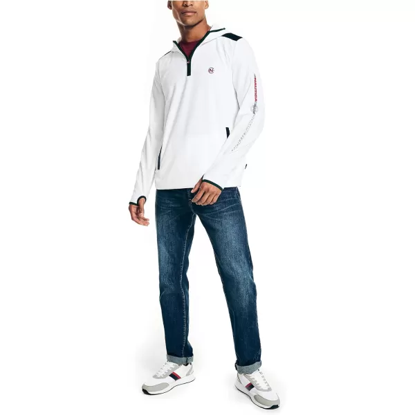 Nautica Mens Competition Sustainably Crafted QuarterZip HoodieBright White