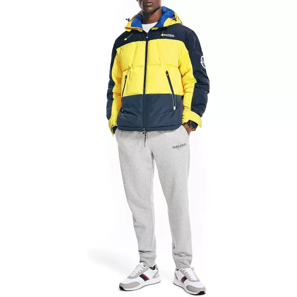 Nautica Mens Competition Sustainably Crafted Tempasphere Colorblock ParkaBlazing Yellow