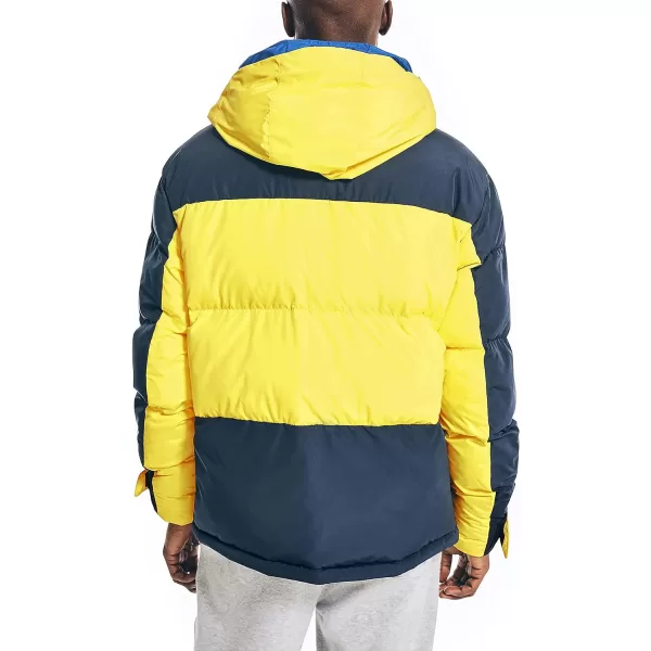 Nautica Mens Competition Sustainably Crafted Tempasphere Colorblock ParkaBlazing Yellow