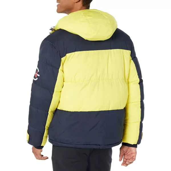 Nautica Mens Competition Sustainably Crafted Tempasphere Colorblock ParkaBlazing Yellow