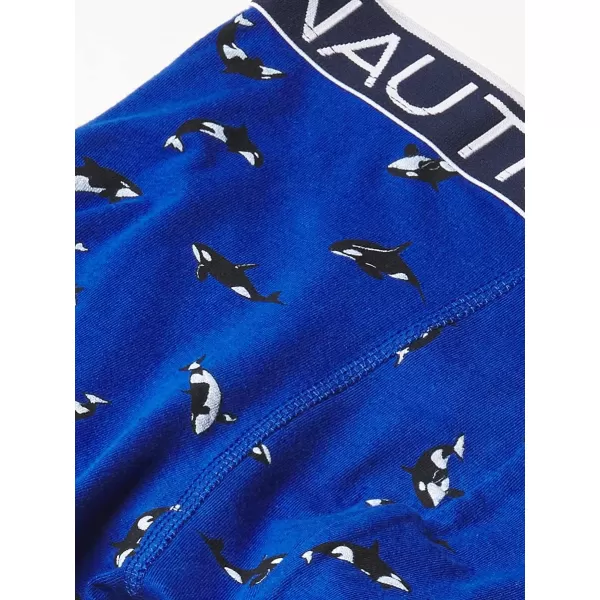 Nautica Mens Cotton Stretch 4 Pack Boxer BriefAeroBlackOrcasbright CobaltSail Print