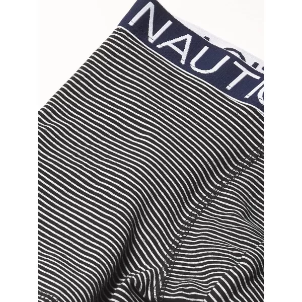 Nautica Mens Cotton Stretch 4 Pack Boxer BriefBlackBright CobaltStripe 2Sail Print