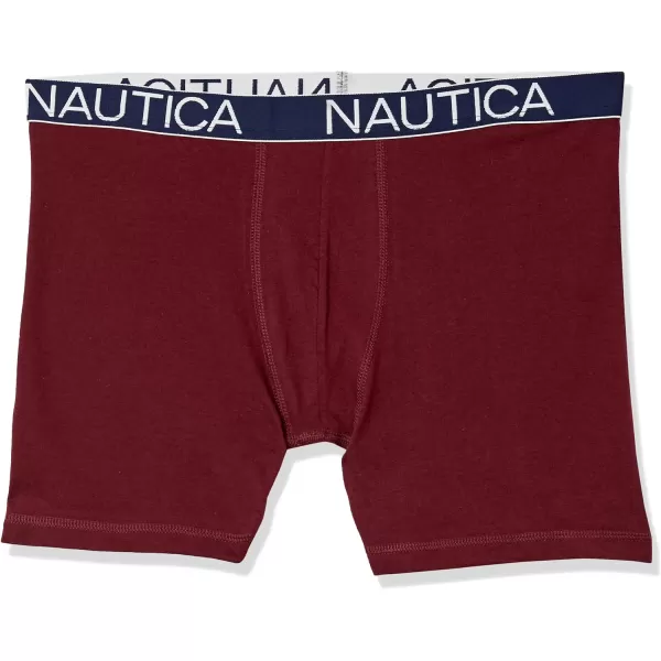 Nautica Mens Cotton Stretch 4 Pack Boxer BriefBlackTawny PortSpruce BlackAnchor Print