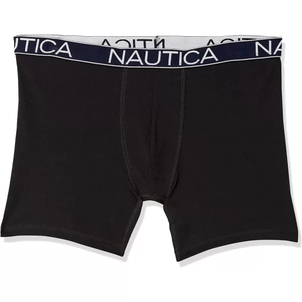 Nautica Mens Cotton Stretch 4 Pack Boxer BriefBlackTawny PortSpruce BlackAnchor Print