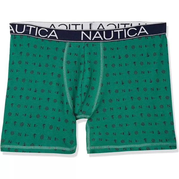 Nautica Mens Cotton Stretch 4 Pack Boxer BriefBlackTawny PortSpruce BlackAnchor Print