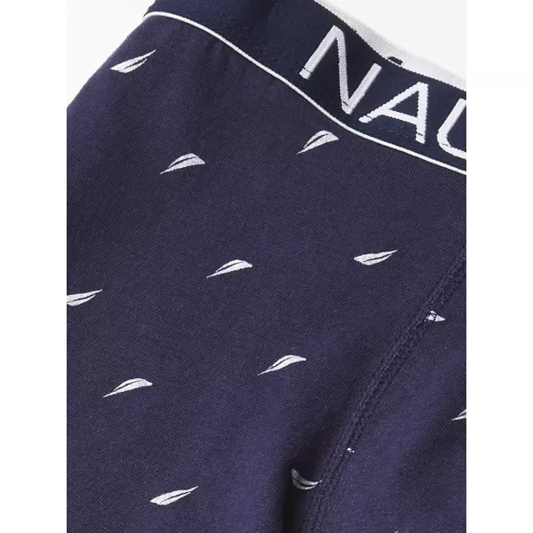 Nautica Mens Cotton Stretch 4 Pack Boxer BriefPeacoatHeather GreyStripeaeroSail Print