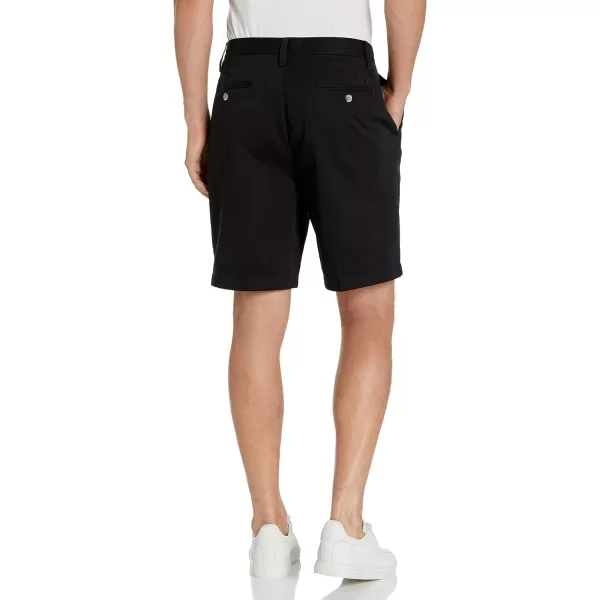 Nautica Mens Cotton Twill Flat Front Chino ShortTrue Black