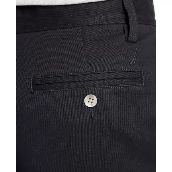 Nautica Mens Cotton Twill Flat Front Chino ShortTrue Black