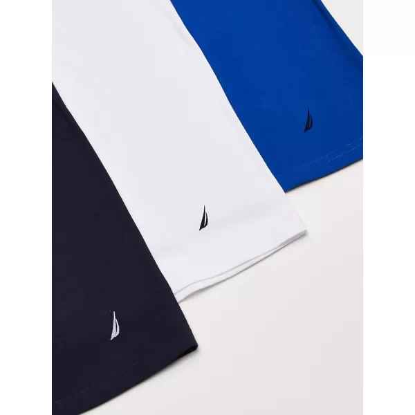 Nautica Mens Cotton VNeck TShirtMultipackPeacoatCobaltWhite  3 Pack