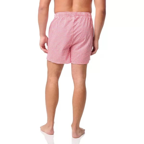 Nautica Mens Cotton Woven 3 Pack BoxerAero BlueGinghamrose CoralLobster Print