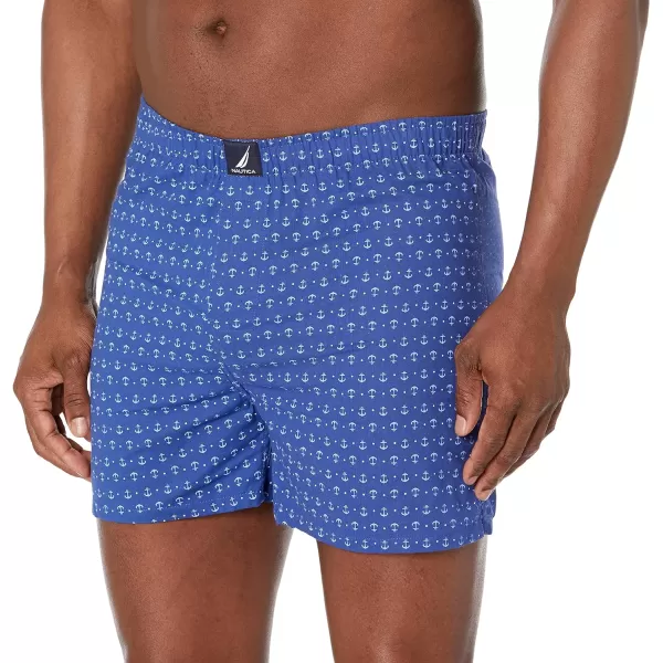 Nautica Mens Cotton Woven 3 Pack BoxerAero BluePeacoatAnchorbright Cobalt