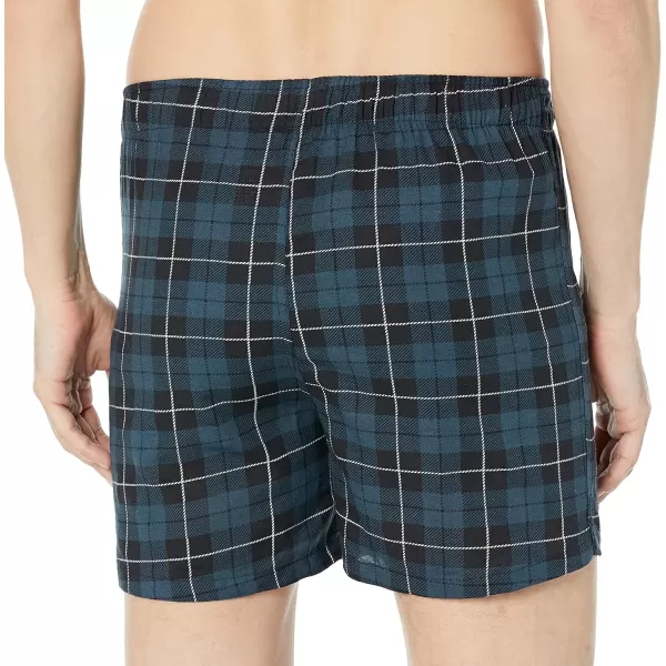 Nautica Mens Cotton Woven 3 Pack BoxerBlackCoastal SkyPlaid 1blue Black