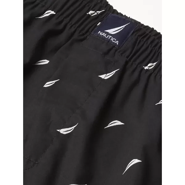 Nautica Mens Cotton Woven 3 Pack BoxerBlackNautica RedSails Black