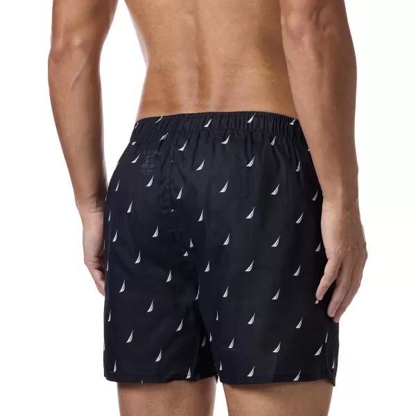 Nautica Mens Cotton Woven 3 Pack BoxerBlackNautica RedSails Black