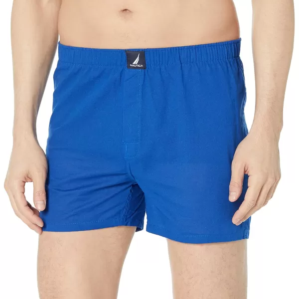 Nautica Mens Cotton Woven 3 Pack BoxerBright CobaltAero BlueSailspeacoat Holiday