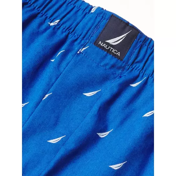 Nautica Mens Cotton Woven 3 Pack BoxerPeacoatOcean LapisSails Sea Cobalt