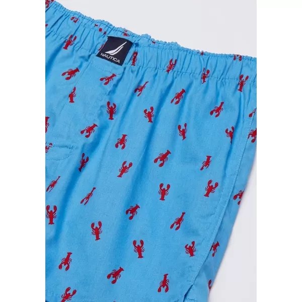 Nautica Mens Cotton Woven 3 Pack BoxerSea CobaltPeacoatLobsteraero Blue