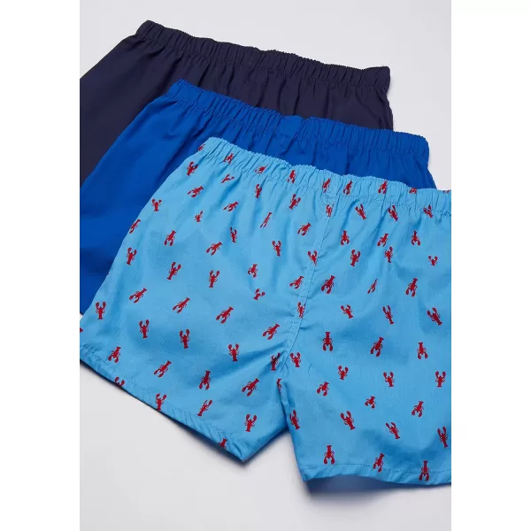 Nautica Mens Cotton Woven 3 Pack BoxerSea CobaltPeacoatLobsteraero Blue