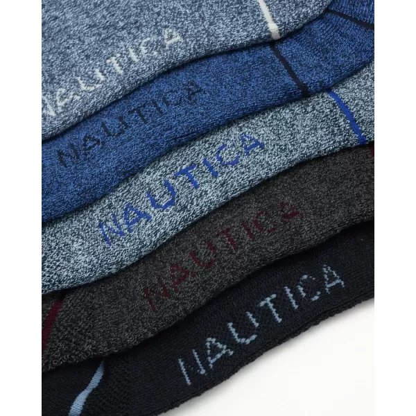 Nautica Mens Dress Socks  LightCushion Crew Socks 10 PackBlue Assorted