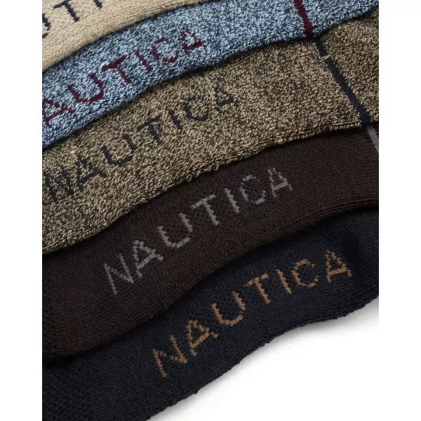 Nautica Mens Dress Socks  LightCushion Crew Socks 10 PackBrownKhaki