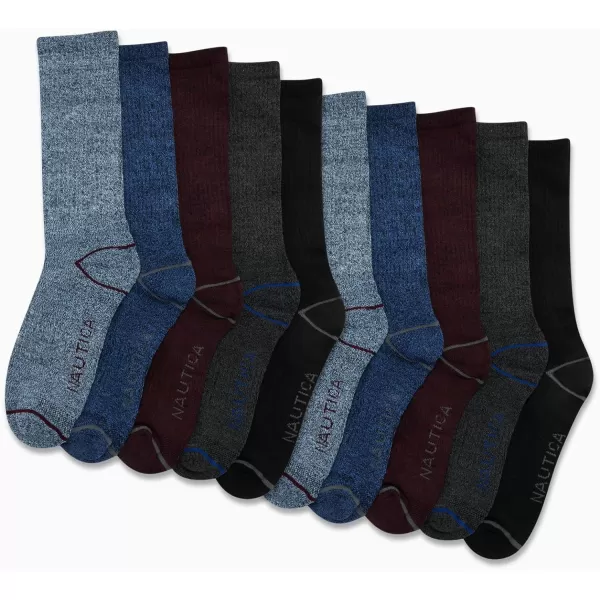 Nautica Mens Dress Socks  LightCushion Crew Socks 10 PackMulti