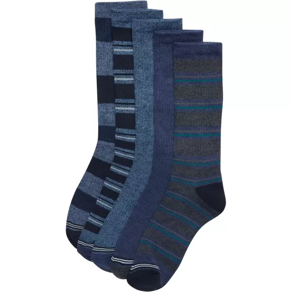 Nautica Mens Dress Socks  LightCushion Crew Socks 5 PackAssorted