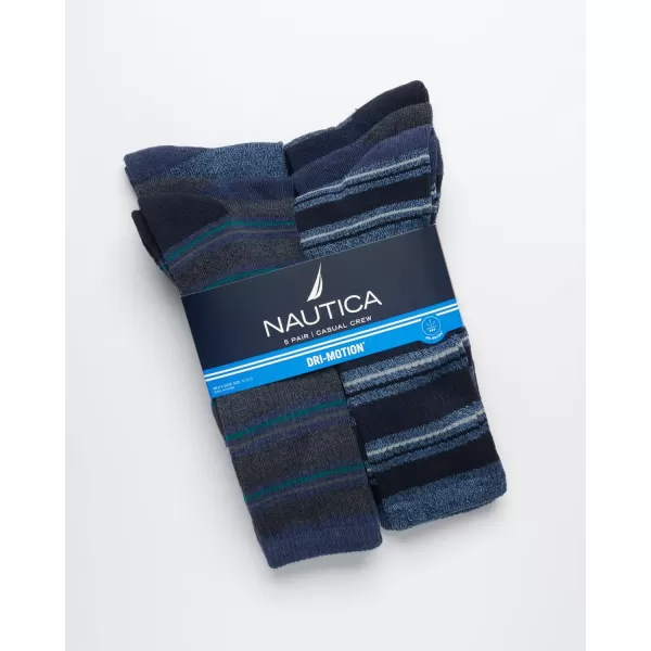 Nautica Mens Dress Socks  LightCushion Crew Socks 5 PackAssorted