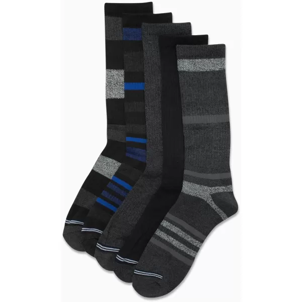 Nautica Mens Dress Socks  LightCushion Crew Socks 5 PackBlackBlue