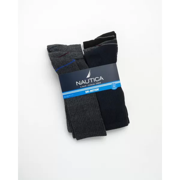 Nautica Mens Dress Socks  LightCushion Crew Socks 5 PackBlackGray